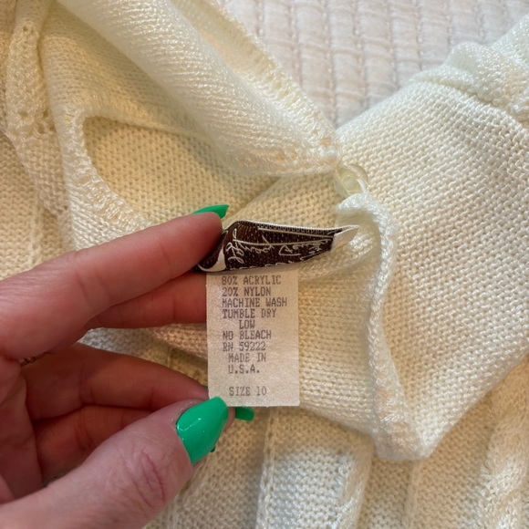 Vintage 70's Savion by Ignacy Feuer Cream Women's Knit Skirt Set Peplum Size 10 - Picture 9 of 16